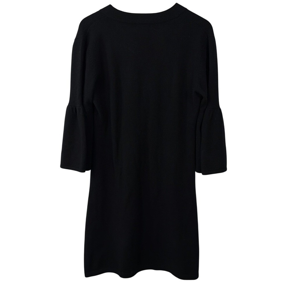 Pink Pineapple Women Black 100% Cashmere Bell Sleeve Scoop Neck Sweater Dress L - Picture 6 of 7